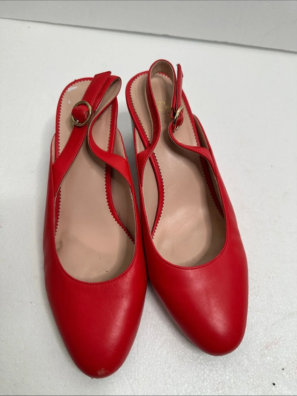 J crew Red Slingback almond teo Pumps - Women's size 9.5 comfortable